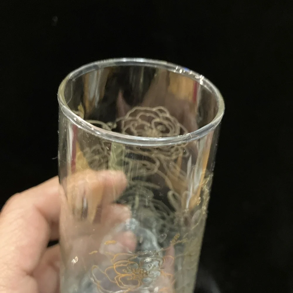 Stemless Champagne Flute Gold Gilded Rose Bouquet Wine Glass Vase Replacement